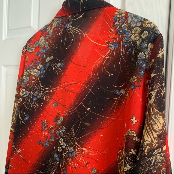 Vintage Red Patterned Button Front Blouse - Picture 6 of 10